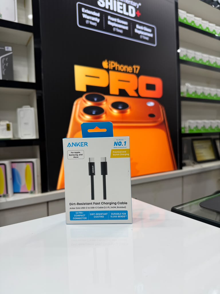 Anker Zolo USB-C to USB-C Dirt-Resistant Fast Charging Cable (3.3ft, 240W, Braided)